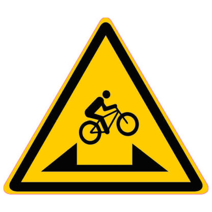 Panneau VTT<br> Descente Saut non franchissable à l'enroulé<br> Alu-composite <br>15 x 15 cm